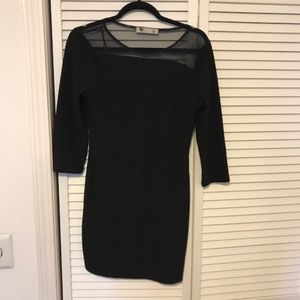 Womens Black Bodycon Dress with sheer top
